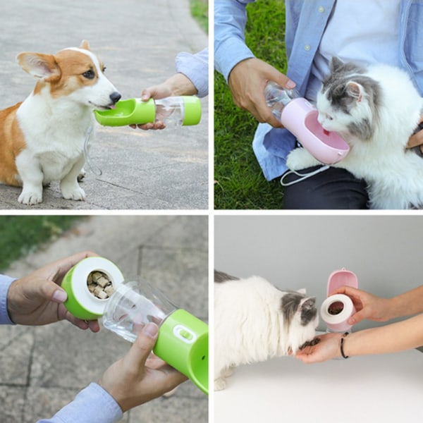 Hundvattenflaska Hundresor vattenflaska med dispenser drickskål för utomhusvandring Blue