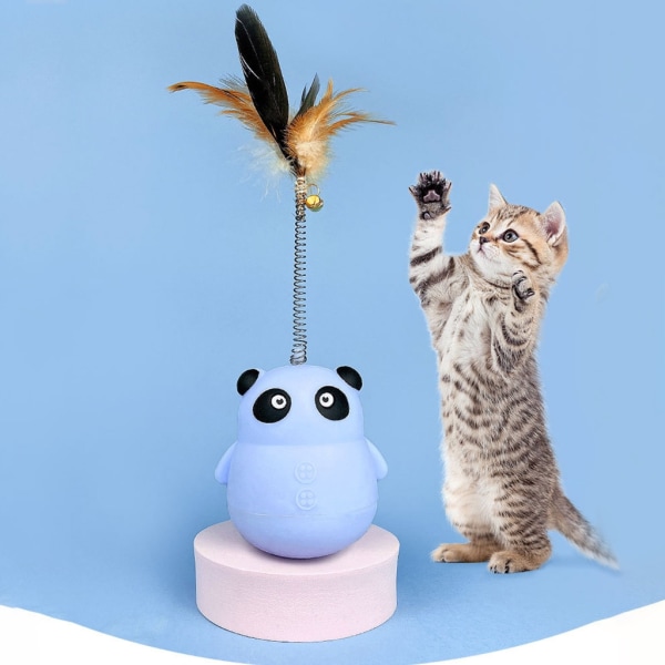 Interaktiv kattglasleksak med fjäder och klockor Roligt jagande Träning Godismatare Kattunge Automatisk Teaser-leksak Pink