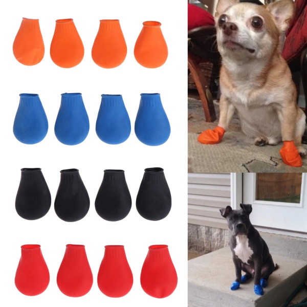 Dog Gummistövlar Vattentäta Anti-slip Valp Booties Pet Dog Skor för Hund S/för Blue M