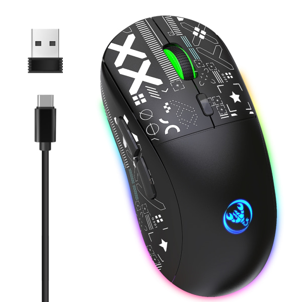 Trådløs gamingmus Tri-Mode 2,4 GHz Dual-Bluetooth-kompatibel 3600 DPI sensor Hot-Swappable RGB Light Game Mouse