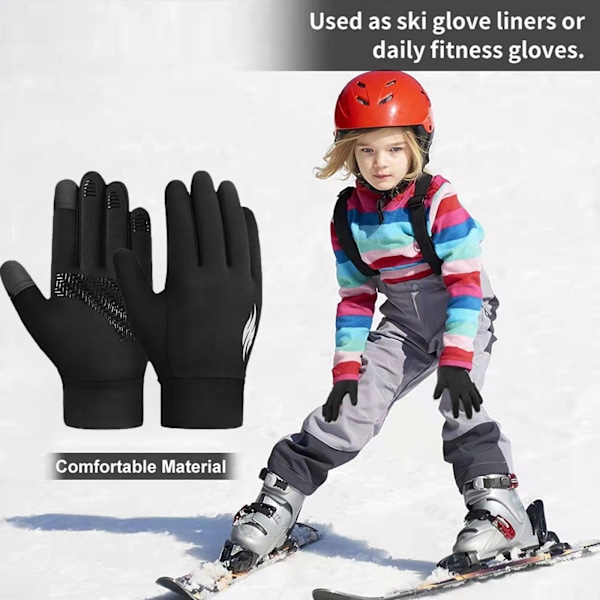 Vinterhandskar för pojkar och flickor, varma, mjuka, pekskärmskompatibla, halkfria handskar S