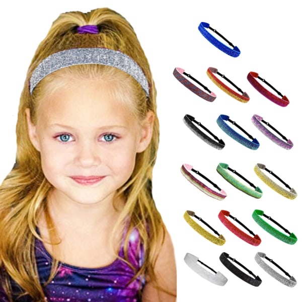 Elastisk stretchig glittrande mode pannband sport-pannband glitter pannband Color 9