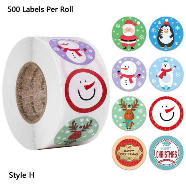 500 stk Runde Glædelig Jul Stickers Small Business Emballage Box Stickers