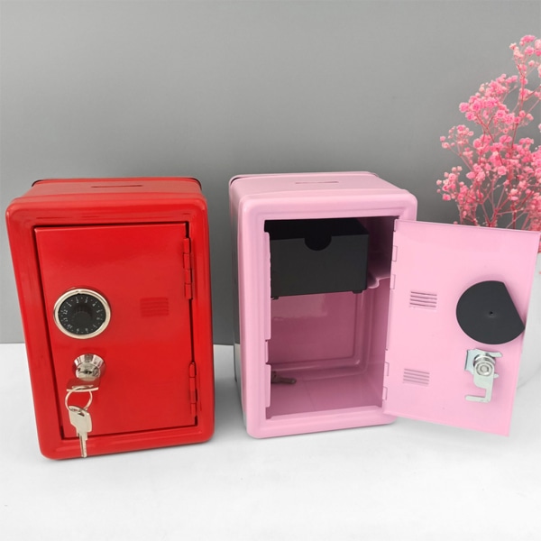 för Creative Mini Metal Mynt Bank Skåp med nycklar Barn Pengar Spara Burk Barn Säkerhet Säkerhet Säkerhetsbox för Case Orn Black