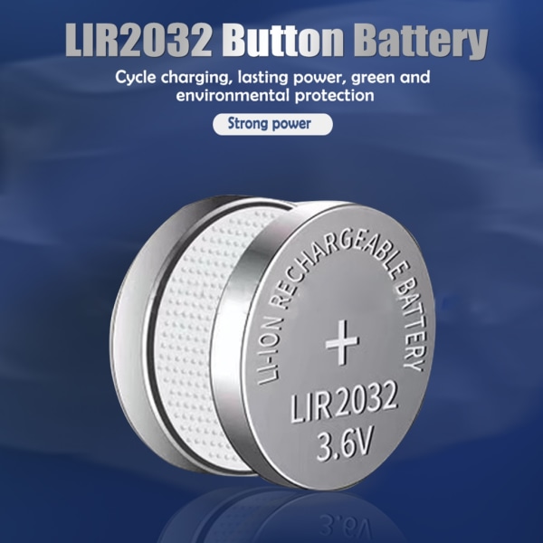 Långvarig och pålitlig 3,6V LIR2032 litiumuppladdningsbart knappbatteri för fjärrkontroll, klockor och moderkort