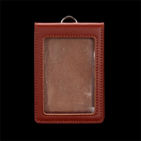 Læder ID'er Badge Holder Arbejdskort Sleeve Clear Window Card Protector Pouch Brown