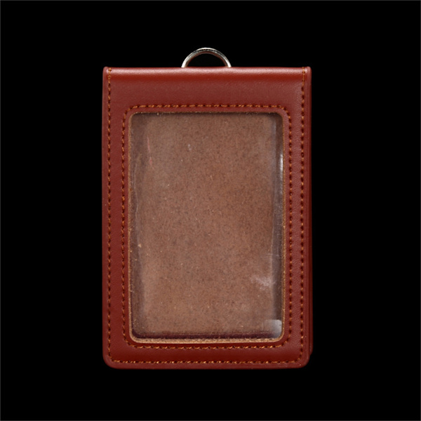 Læder ID'er Badge Holder Arbejdskort Sleeve Clear Window Card Protector Pouch Light gray