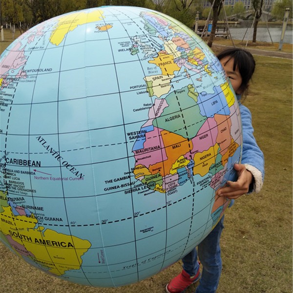 Nyhet Fest Uppblåsbar PVC för Giant Globe 90cm/35'' Geografi Globe Karta Festrekvisita Leksak Semester Familjesamling Supp