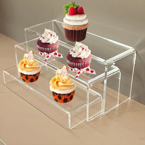 Pakke med 5 akryl display-risere for cupcakes, figurer og samleobjekter