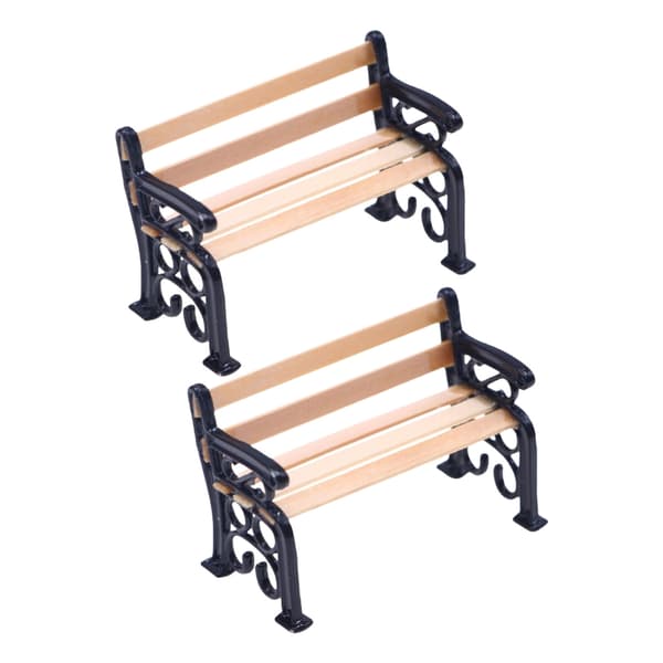 Håndlavede miniature parkstole modelfigur til dukkehuslandskab 2 STK