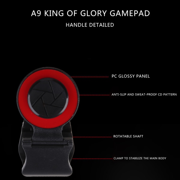 A9 Mobiltelefon Joystick Mini för pekskärm Joypad för King's Glory Arcade Ga Red