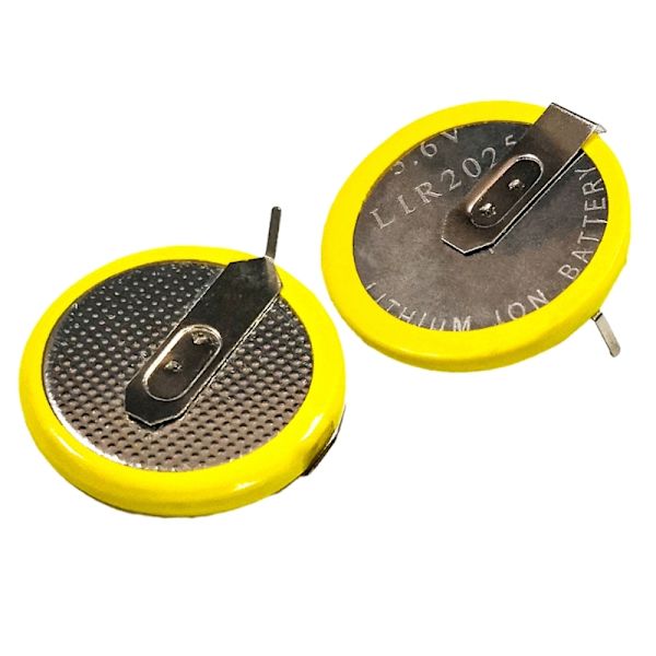 2 stk LIR2025 3,6V 20mAh litiumknappcelle for klokkekalkulatorer Klokke Datamaskiner Fjernkontrollleke oppladbart