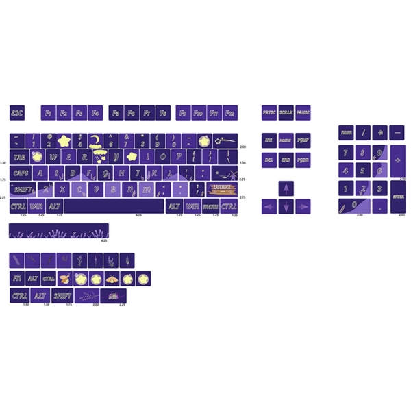 Lavendel Lilla XDA Høyde PBT Keycaps 127Pcs Full Set Femsidig fargestoffer