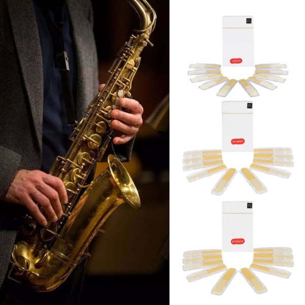 10 st Alto Saxofon Reeds Storlek 2.5 med Individuell Box, Reeds Styrka 2 1/2 Alto