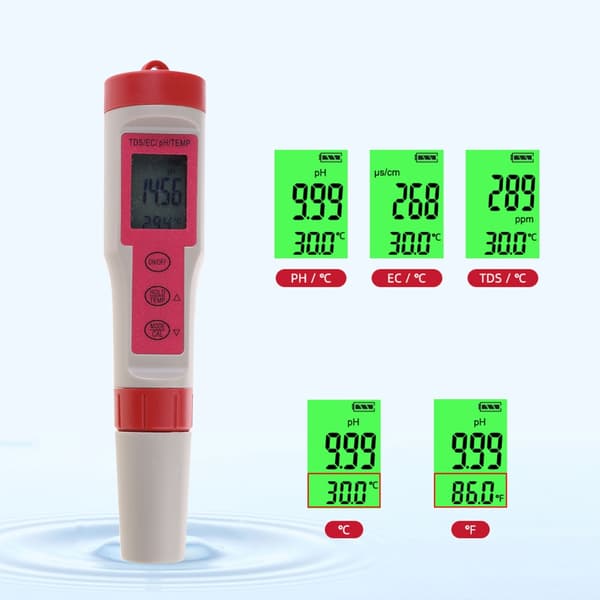 4 i 1 Meter Digital Vannkvalitetstester TDS/Temp Meter