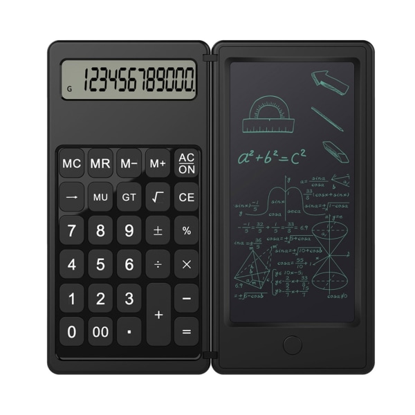 Vikbar miniräknare 6-tums LCD-skrivplatta Digital funktionsritplatta 12-siffrig skärm med pennraderingsknapp 2