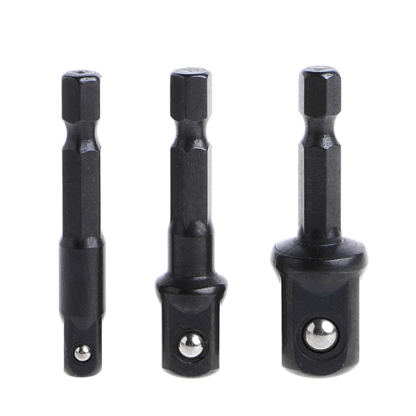 3 st Socket Adapter Set Hex Shank till 1/4 3/8 1/2 Inch Slagdrivare borrskär