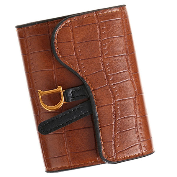 Kontanthållare Kvinna Flicka Kort typ Myntväska Clutch Alligator Texture Wallet Brown