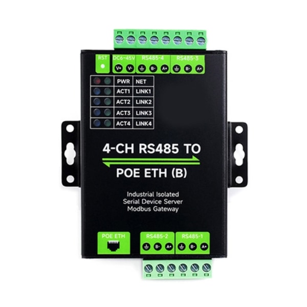 Seriel server 4CH RS485 til Rj45 Ethernet-modul Tovejs transmission til MQTT Gateways RS485 til JSON