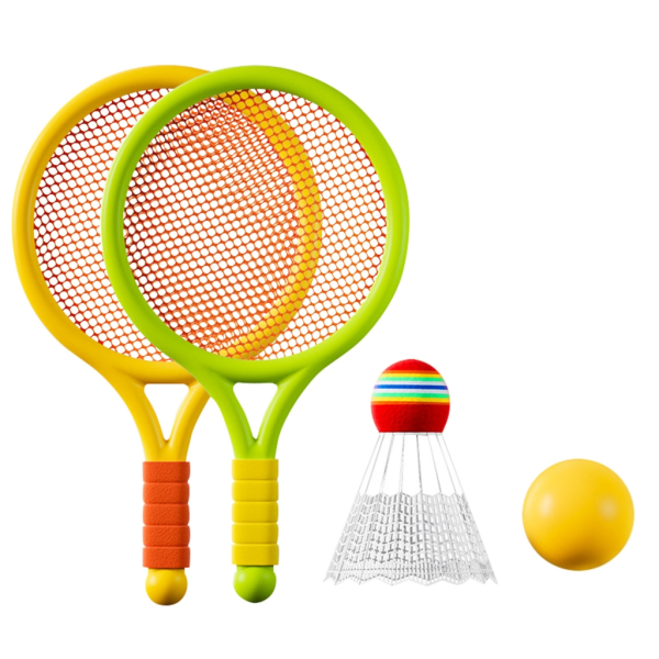 Kid Badminton Fjädrar Tennisracketar Set för barn Utomhus inomhussport Green and blue