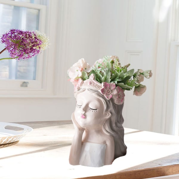 DIY Crown Girls Blomsterpotte Silikonformer Pennholder Epoksyharpiksform Sukkulentplanteverktøy for gjør-det-selv-håndverk