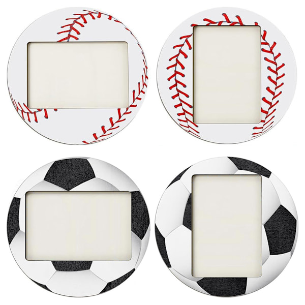 Baseball Fodbold Træ Billedrammer Sæt af 2 til Sports Elsker Fotoholdere Baseball