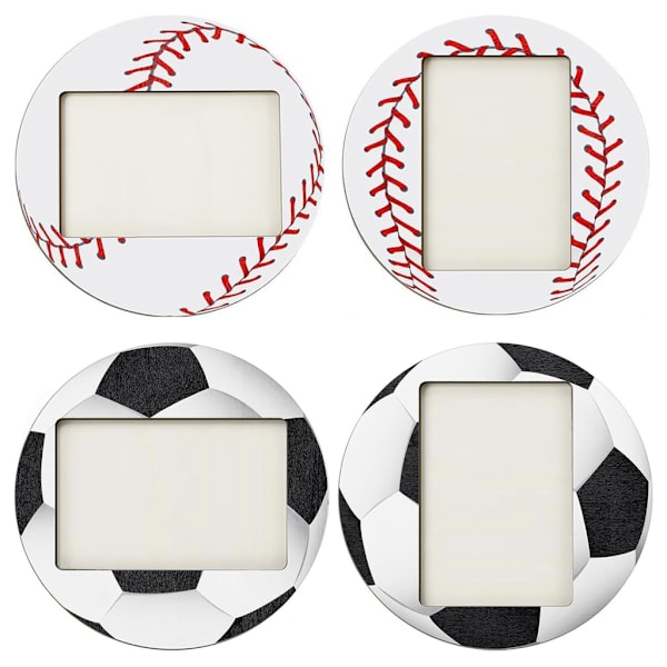 Baseball- ja jalkapalloaiheiset puukuvakehykset, 2 kpl, urheilun ystäville Baseball