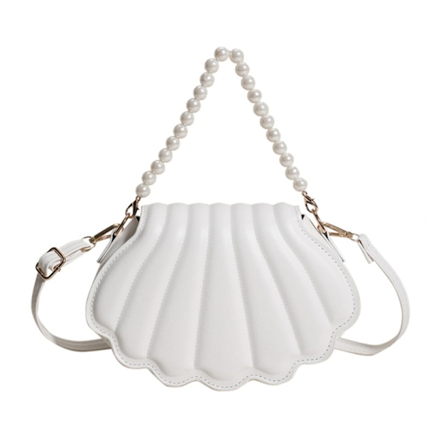 Seashells-iltalaukku naisille Täysin yhteensopiva olkalaukku Pearl Chain -käsilaukku White