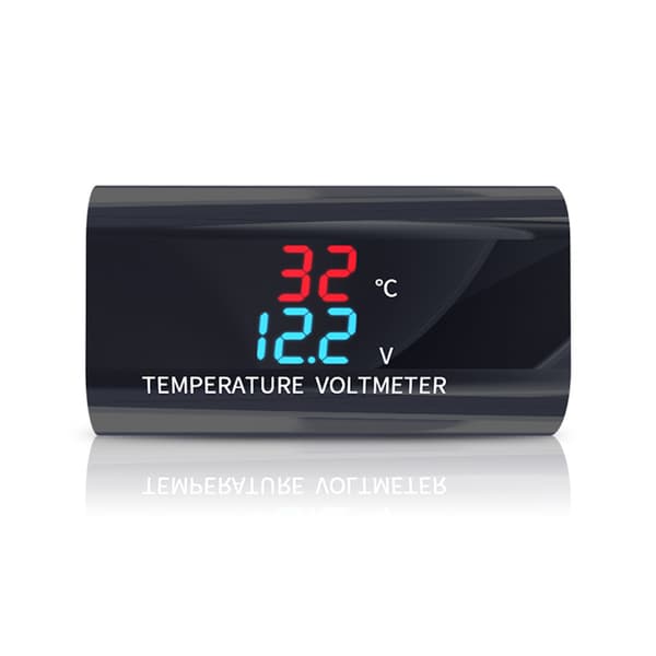 Motorcykel Voltmeter DC 12V Termometer Digital Voltmeter Måler Temp Måler M