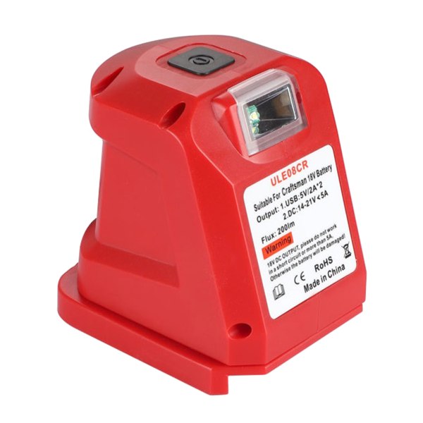 Lion Battery Dual USB Converter Port med LED-ljusspotlight för Ryobi One+ 18V Li-ion-batteri P743 PSK005 PBP2003 P107 null - Artisan
