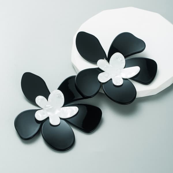 Mode Akryl Store Blomster Øreringe Blomster Stud Øreringe Elegant Smykker White
