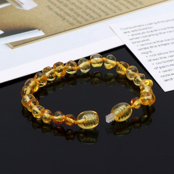 Naturligt Baltic Amber Armband för bitringar Baltic Amber Anklet Baby Bead Smycken null - D