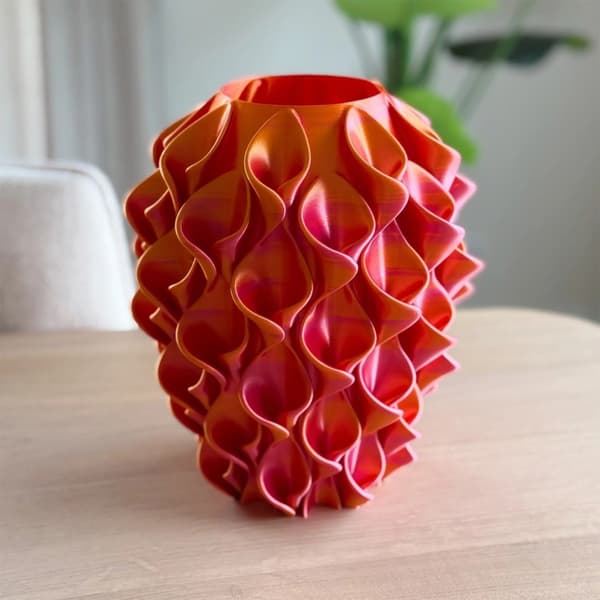 Blomvas, 3D-printad vas röd och guld blomvas dekorativ blomvas