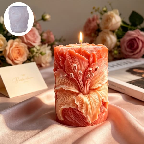 Silikoneform til lysfremstilling med indviklet blomsterdesign