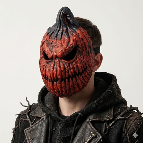 Venlig PU Græskarhovedmaske Perfekt til Cosplay og Temafester