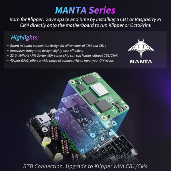 Klipper Förinstallerad Pad 7 Screen Manta E3EZ V1.0 Moderkort 3D Printer Control Board EZ5160 Pro Stepper Motor Driver