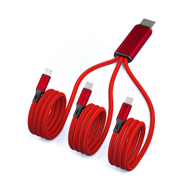 Multi USB-opladningskabel 5V 2A 3-i-1 opladerledning til m/ Dual USB-C/Micro-USB P