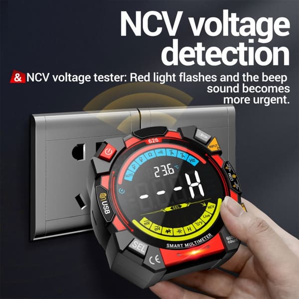 Digitalt multimeter voltmeter kontinuitet NCV-måler LCD-tester modstandstest