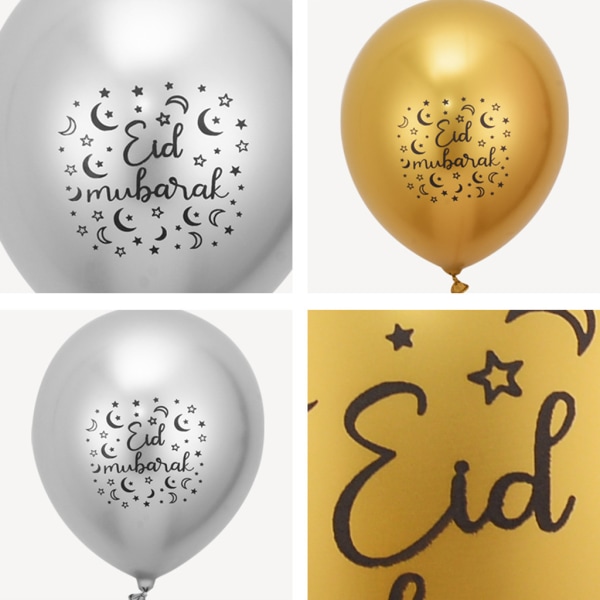 Ramadan dekoration dekor Glad muslimsk festival ballong 10 st Eid Mubarak ballong Silver