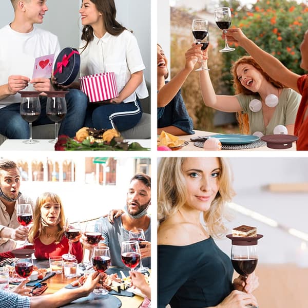 Flexibla Matsäkra Vinglas Skydd Och Serveringsbricka 4-pack