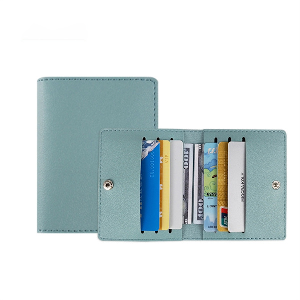 Bankkredit ID-kortholder Ultra-slank PU-læder multi-slot modekortpung Light blue