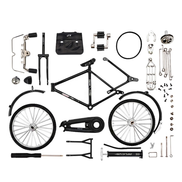 DIY Cykelsatser Modell STEM Cykelleksak LegeringCykel Kreativ byggleksak Tidig utbildningsmodell Cykel Vuxenfavor Black DIY 