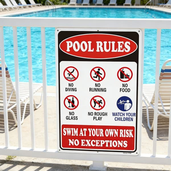 Varningsskylt för utomhuspool Säkerhetsskylt för pool