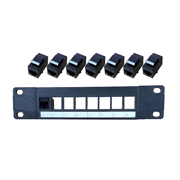 8-porters CAT5e skjermet patchpanel 10G klar plasthus Fargekodet merking