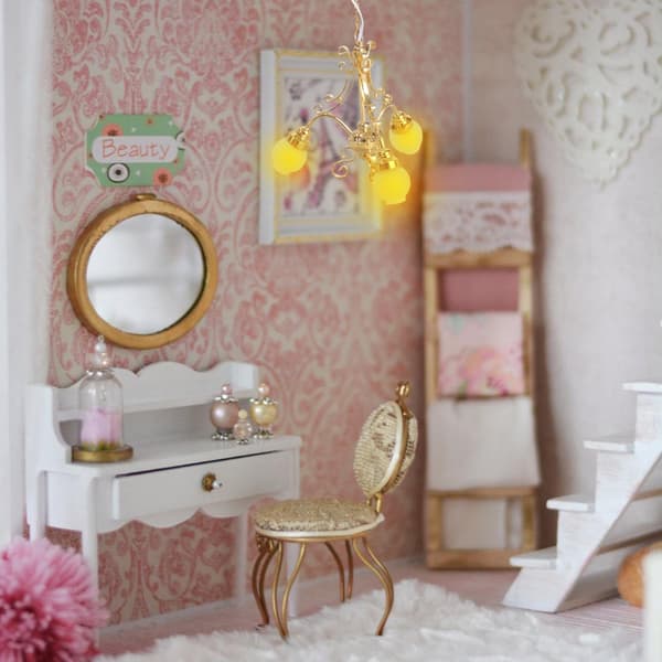 Lysekrone Miniature Loftlampe Model Dukkehus Rollespil Møblering