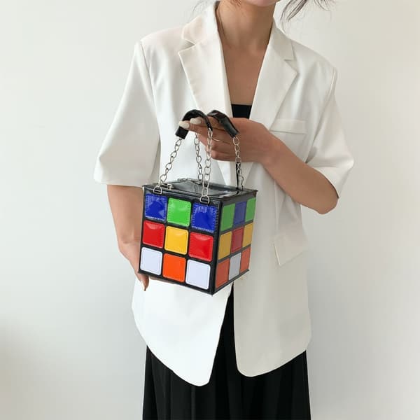 Cube Shape Clutch Purse Cube Shape telefonpung pung med kæde