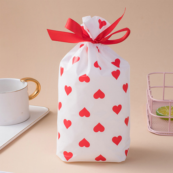 Alla hjärtans dag hjärta presentpåsar Set med 50 kakor Godis-inpackningspåse för alla hjärtans dag kärleksfest Bröllop Red