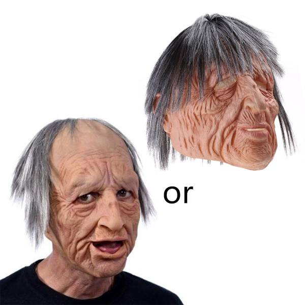 Halloween Old Man Latex Mask Smokingh Grandmother Grandfather -päähineet