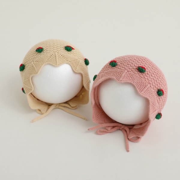 Söt snygg stickad baby med justerbar slips Bekväma och trendiga huvudbonader Perfekt för småbarn i alla cap present Pink