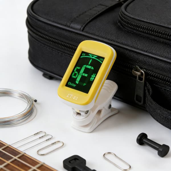 Enkel digital stämapparat för gitarr med standard- och extra tonhöjdskonfigurationer